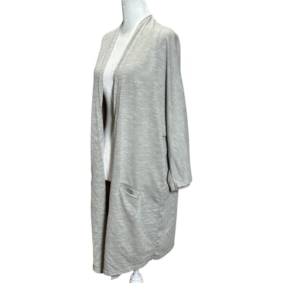 DONNI Striped Cardigan Osfa Rib Sweater Coat One Size Fits All Gray - Picture 3 of 8